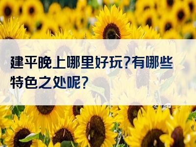 建平晚上哪里好玩？有哪些特色之处呢？