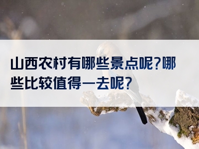 山西农村有哪些景点呢？哪些比较值得一去呢？