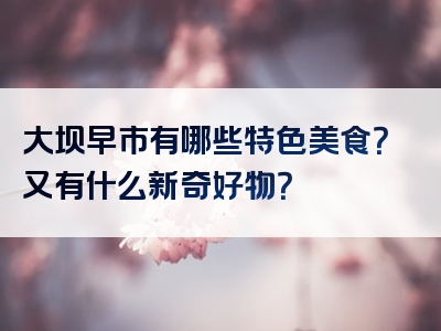 大坝早市有哪些特色美食？又有什么新奇好物？