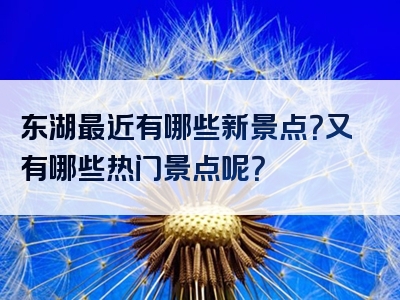 东湖最近有哪些新景点？又有哪些热门景点呢？