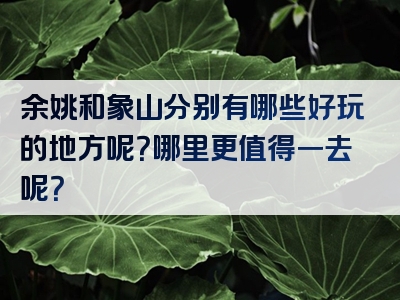 余姚和象山分别有哪些好玩的地方呢？哪里更值得一去呢？