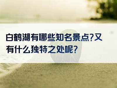 白鹤湖有哪些知名景点？又有什么独特之处呢？