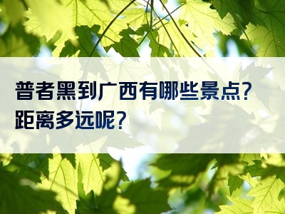 普者黑到广西有哪些景点？距离多远呢？