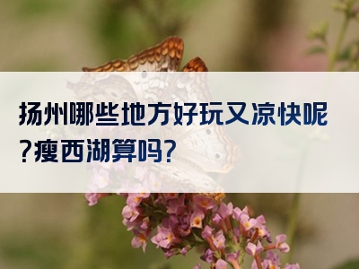 扬州哪些地方好玩又凉快呢？瘦西湖算吗？