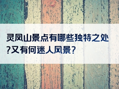 灵凤山景点有哪些独特之处？又有何迷人风景？