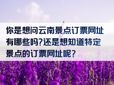 你是想问云南景点订票网址有哪些吗？还是想知道特定景点的订票网址呢？