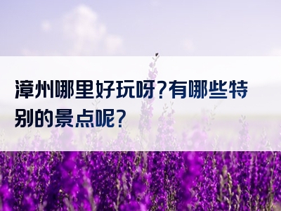 漳州哪里好玩呀？有哪些特别的景点呢？