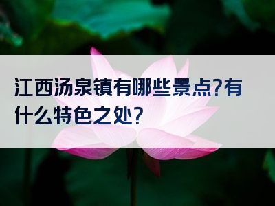 江西汤泉镇有哪些景点？有什么特色之处？