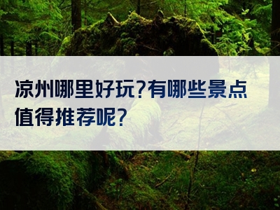 凉州哪里好玩？有哪些景点值得推荐呢？