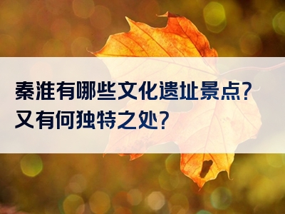 秦淮有哪些文化遗址景点？又有何独特之处？