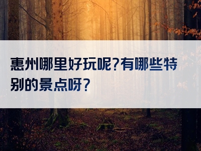 惠州哪里好玩呢？有哪些特别的景点呀？