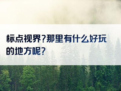 标点视界？那里有什么好玩的地方呢？