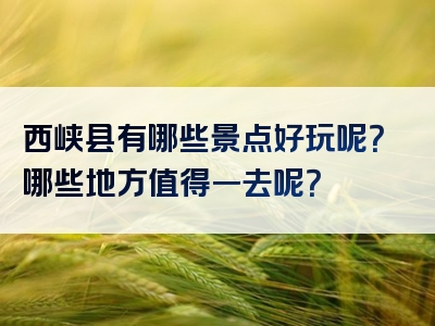 西峡县有哪些景点好玩呢？哪些地方值得一去呢？