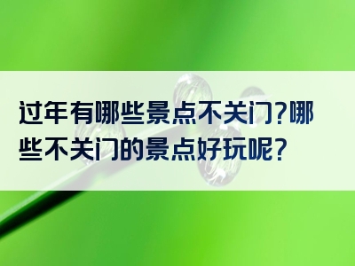 过年有哪些景点不关门？哪些不关门的景点好玩呢？