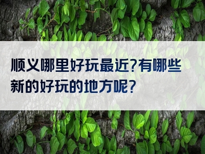 顺义哪里好玩最近？有哪些新的好玩的地方呢？
