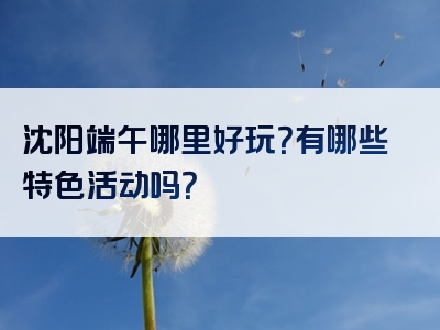 沈阳端午哪里好玩？有哪些特色活动吗？