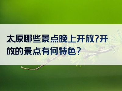 太原哪些景点晚上开放？开放的景点有何特色？