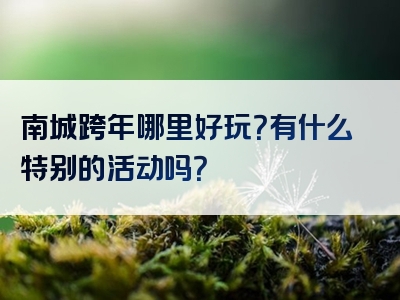 南城跨年哪里好玩？有什么特别的活动吗？