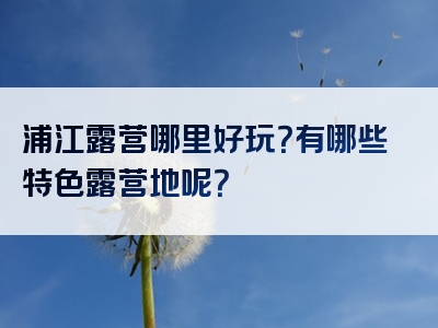 浦江露营哪里好玩？有哪些特色露营地呢？