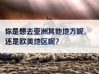 你是想去亚洲其他地方呢，还是欧美地区呢？