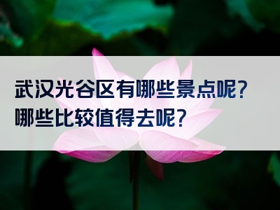 武汉光谷区有哪些景点呢？哪些比较值得去呢？