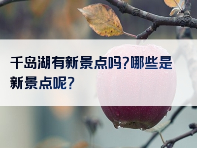 千岛湖有新景点吗？哪些是新景点呢？