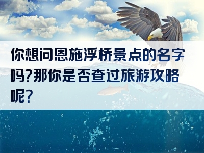 你想问恩施浮桥景点的名字吗？那你是否查过旅游攻略呢？