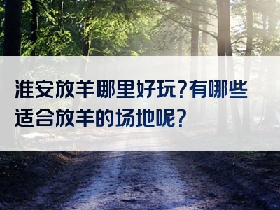 淮安放羊哪里好玩？有哪些适合放羊的场地呢？