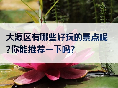 大源区有哪些好玩的景点呢？你能推荐一下吗？