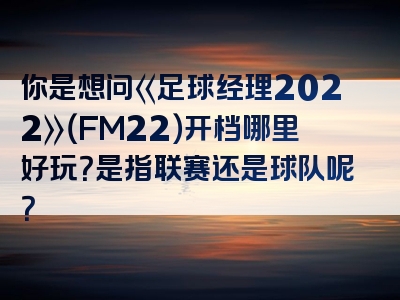 你是想问《足球经理2022》（FM22）开档哪里好玩？是指联赛还是球队呢？