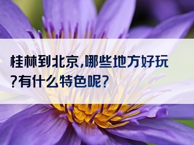 桂林到北京，哪些地方好玩？有什么特色呢？