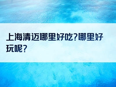 上海清迈哪里好吃？哪里好玩呢？