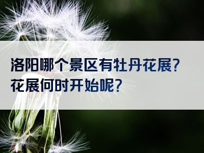 洛阳哪个景区有牡丹花展？花展何时开始呢？