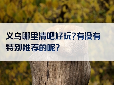 义乌哪里清吧好玩？有没有特别推荐的呢？