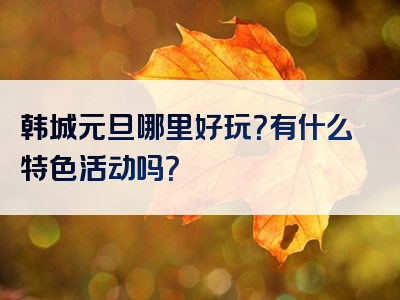 韩城元旦哪里好玩？有什么特色活动吗？