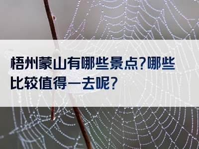 梧州蒙山有哪些景点？哪些比较值得一去呢？