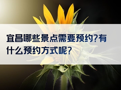 宜昌哪些景点需要预约？有什么预约方式呢？