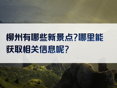柳州有哪些新景点？哪里能获取相关信息呢？