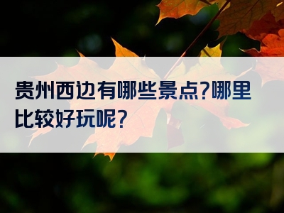 贵州西边有哪些景点？哪里比较好玩呢？
