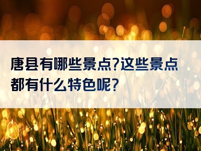 唐县有哪些景点？这些景点都有什么特色呢？