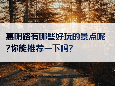 惠明路有哪些好玩的景点呢？你能推荐一下吗？