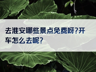 去淮安哪些景点免费呀？开车怎么去呢？