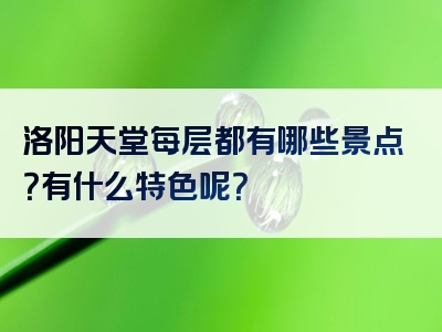 洛阳天堂每层都有哪些景点？有什么特色呢？