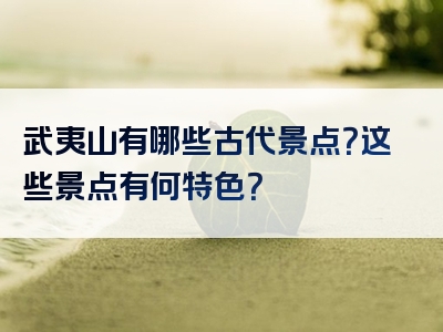 武夷山有哪些古代景点？这些景点有何特色？