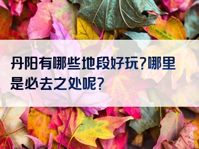 丹阳有哪些地段好玩？哪里是必去之处呢？