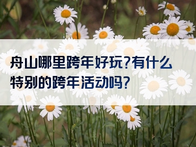 舟山哪里跨年好玩？有什么特别的跨年活动吗？