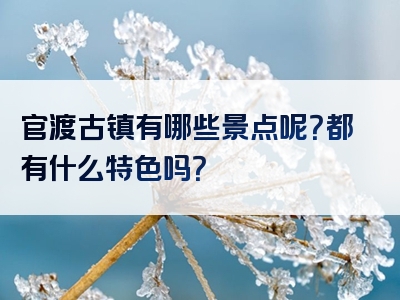 官渡古镇有哪些景点呢？都有什么特色吗？