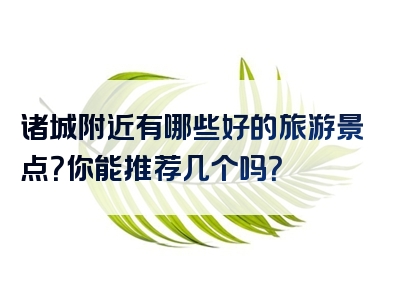 诸城附近有哪些好的旅游景点？你能推荐几个吗？