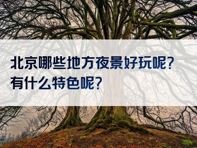 北京哪些地方夜景好玩呢？有什么特色呢？