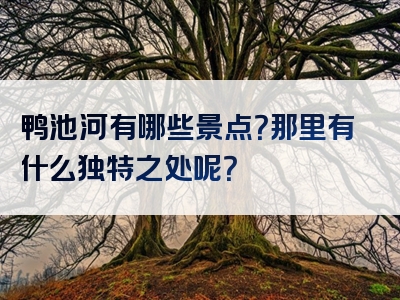 鸭池河有哪些景点？那里有什么独特之处呢？